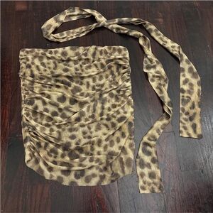 Leopard Print Ruched Tube Top